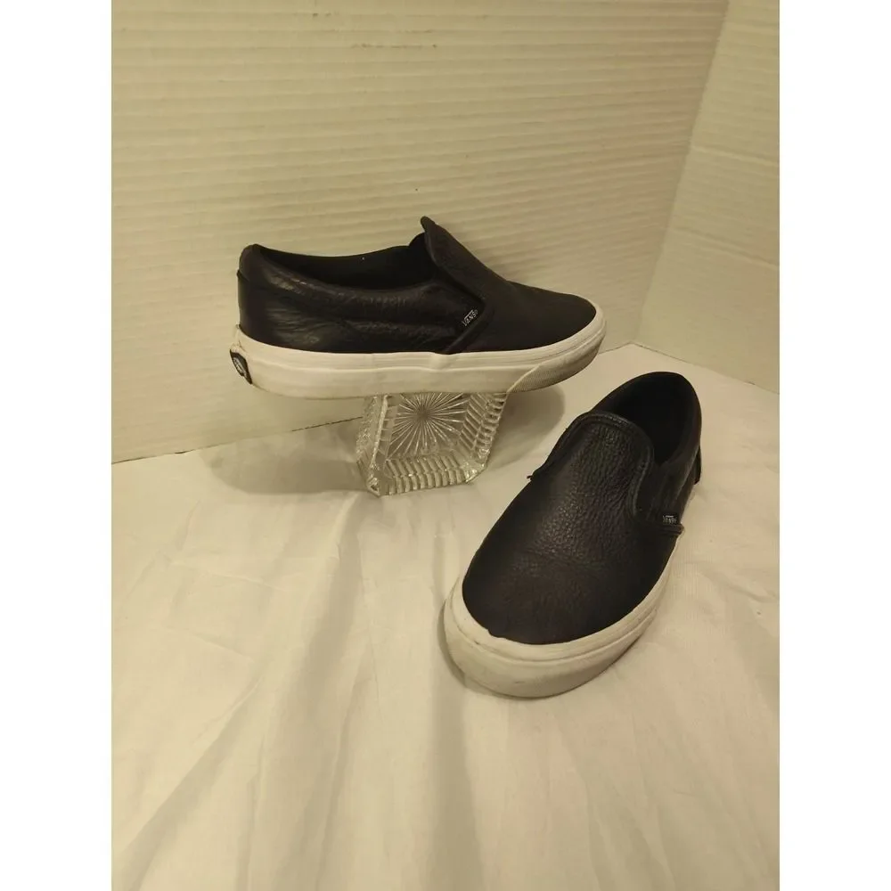VANS Black Slip On US Kids Size 4- Skateboard Sneakers Off The Wall